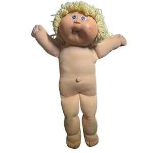 Vintage 1985 Cabbage Patch Kids Doll Coleco Blonde Yarn Hair Blue Eyes 16 Inch